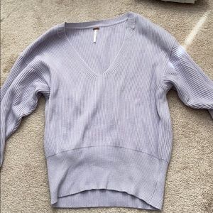 Free People deep V light purple ribbed sweater